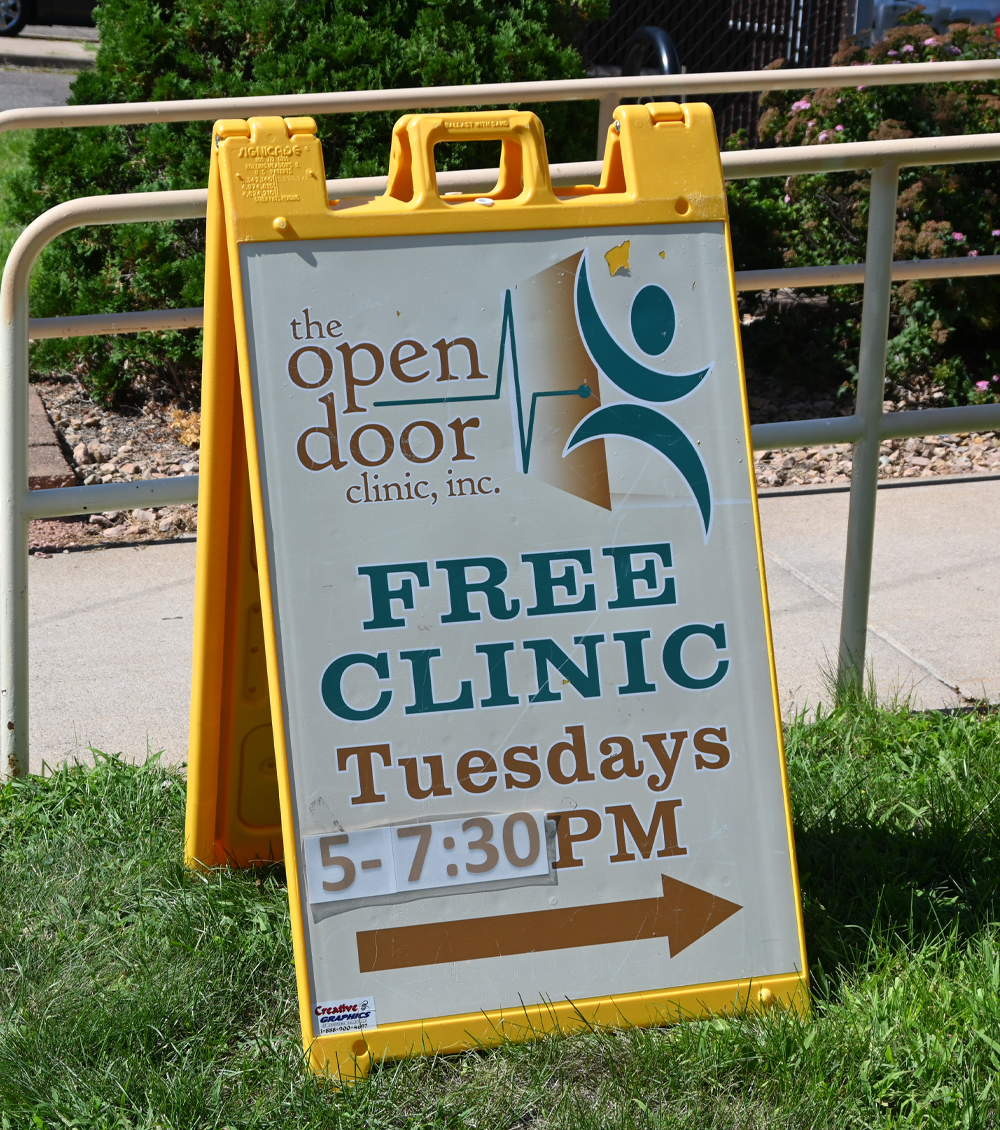 Open Door Free Clinic sign